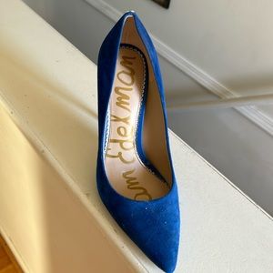 Suede blue heels